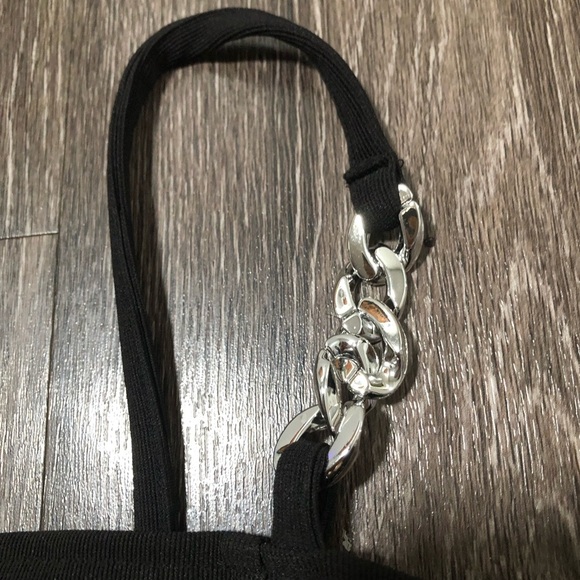 NWT H&M Divided Black Ribbed Crop Top with Chain Straps - Picture 2 of 5